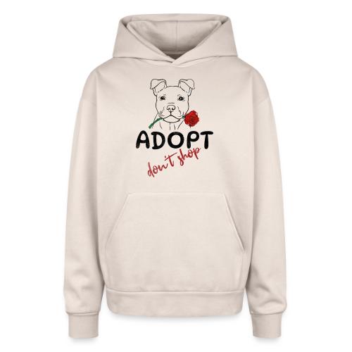 Retro Adopt Dont Shop Cute Puppy Rose Tee - Oversized Hooded Sweatshirt