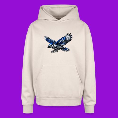 Silver Blue Jay Dive - Oversized Hooded Sweatshirt