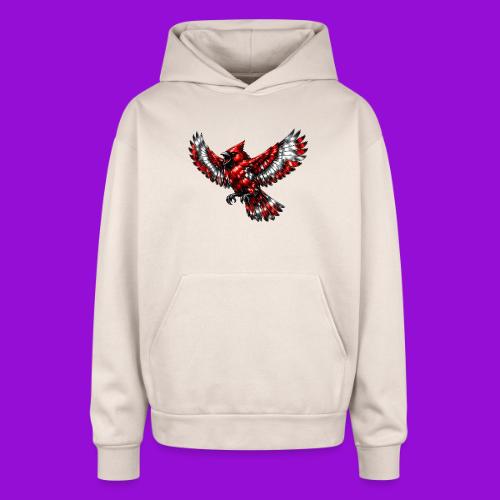 Silver Cardinal in Flight - Oversized Hooded Sweatshirt