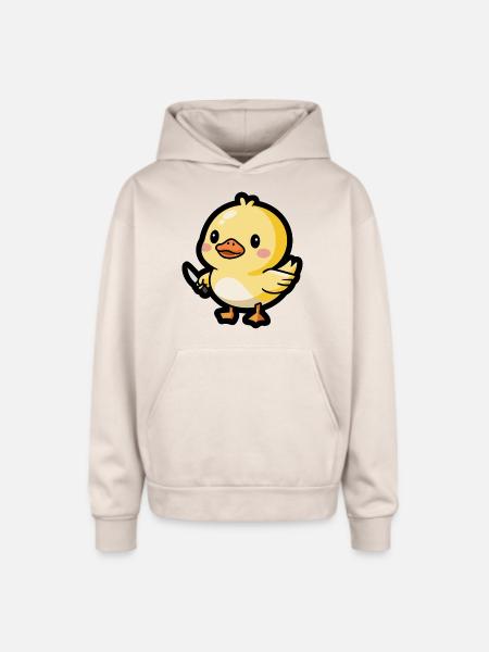 Ducky Defender - Oversized Hooded Sweatshirt - Sand