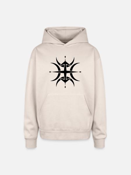 Tribal Compass Crop Circle - Oversized Hooded Sweatshirt - Sand
