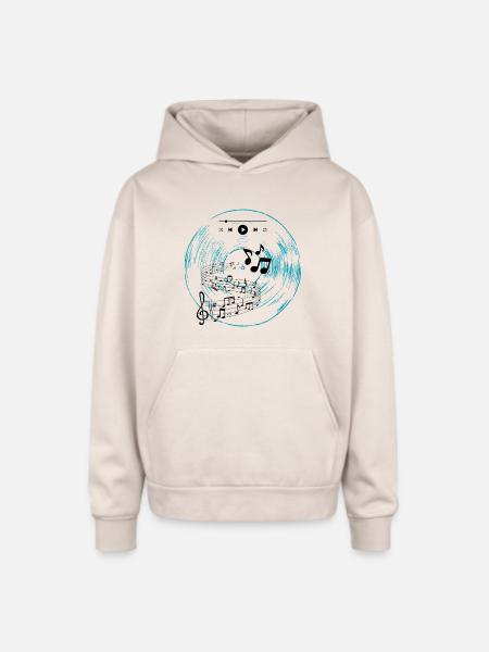 Cyan Vinyl - Oversized Hooded Sweatshirt - Sand