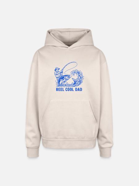 Reel Cool Dad Fishing - Oversized Hooded Sweatshirt - Sand