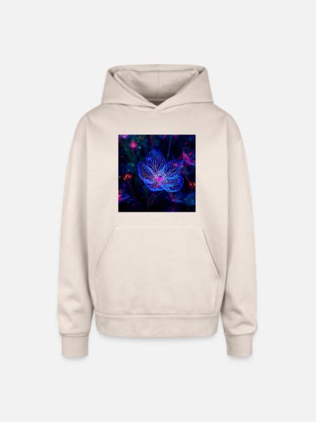 Translucent Blue - Oversized Hooded Sweatshirt - Sand
