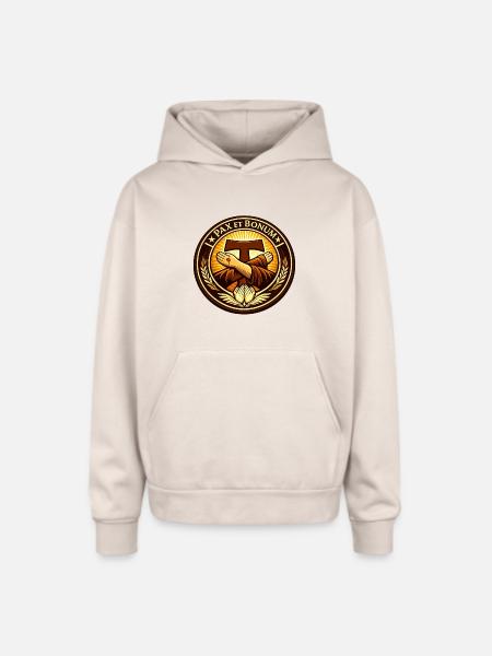 Franciscan Pax Et Bonum Emblem Tee - Oversized Hooded Sweatshirt - Sand