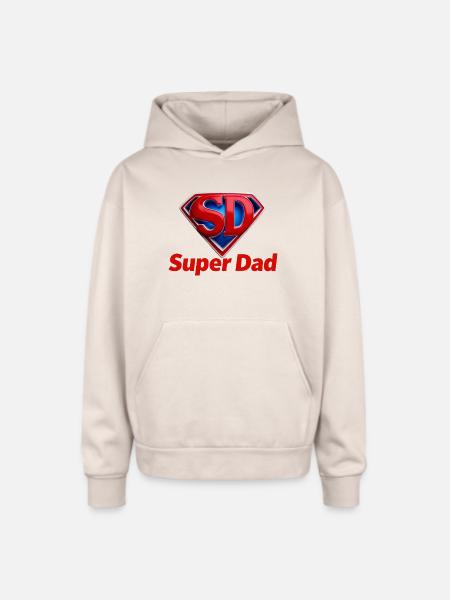 Super Dad Hero - Oversized Hooded Sweatshirt - Sand