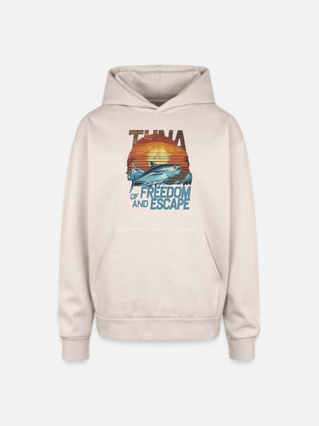 Ocean Depths and Tuna - Oversized Hooded Sweatshirt - Sand