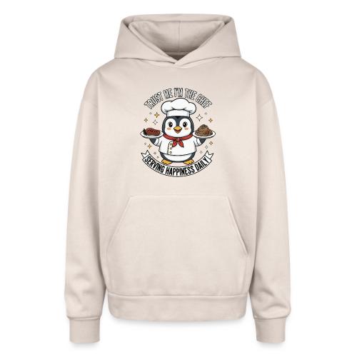 cute Penguin Chef-Funny Cartoon Daily Happiness - Oversized Hooded Sweatshirt
