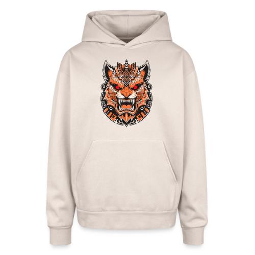 Tribal Demon Wolf Mask - Oversized Hooded Sweatshirt