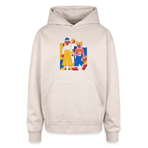 Bold Geometric Duo Pop Art - Oversized Hooded Sweatshirt