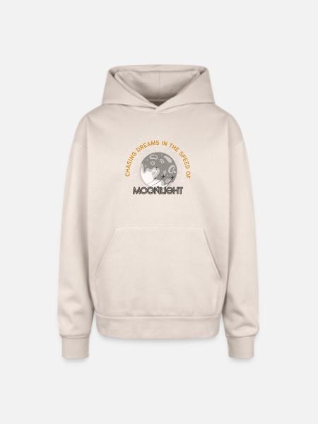 Celestial Moonlight Dream Illustration - Oversized Hooded Sweatshirt - Sand