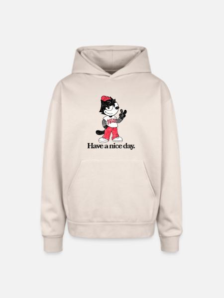 Felix The Cat In Skater Style & Have A Nice Day - Oversized Hooded Sweatshirt - Sand