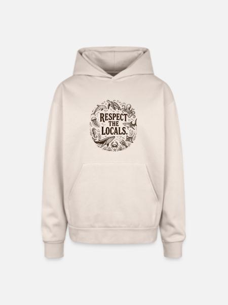 Respect the Locals Ocean Circle - Oversized Hooded Sweatshirt - Sand