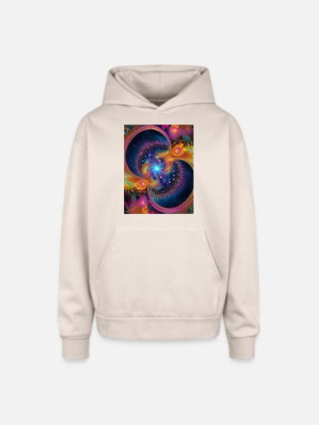 Fractal universe - Oversized Hooded Sweatshirt - Sand