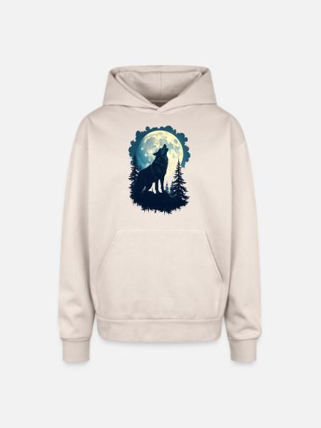 Wolf - Oversized Hooded Sweatshirt - Sand