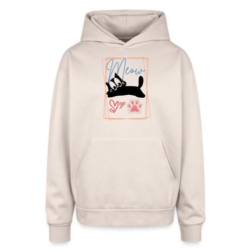 Meow Cat Paw Cute Kitty Lover Design - Oversized Hooded Sweatshirt