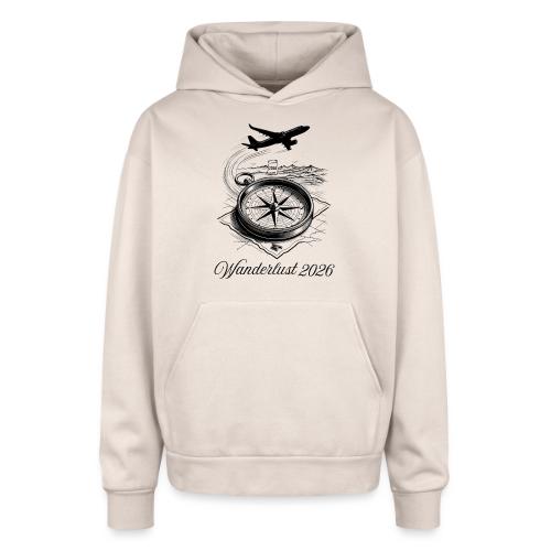 Wanderlust 2026 T-Shirt | Minimalist Travel Plane - Oversized Hooded Sweatshirt