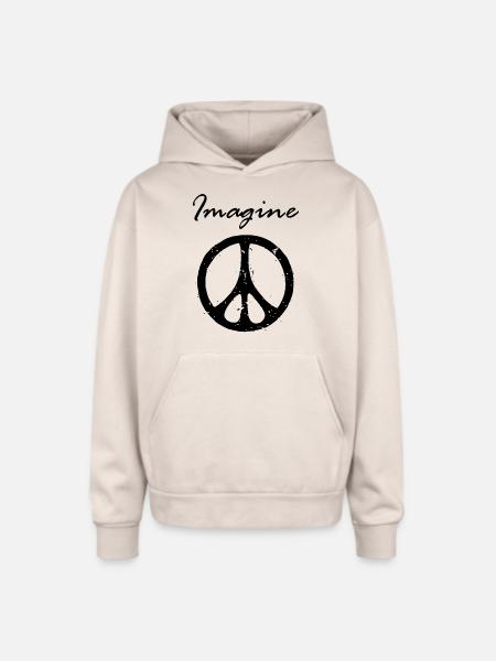 Imagine Peace - Oversized Hooded Sweatshirt - Sand