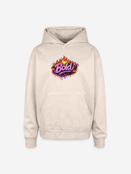 Bold Graffiti Fire Art - Oversized Hooded Sweatshirt - Sand