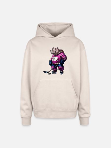 Hippos ice hockey - Oversized Hooded Sweatshirt - Sand