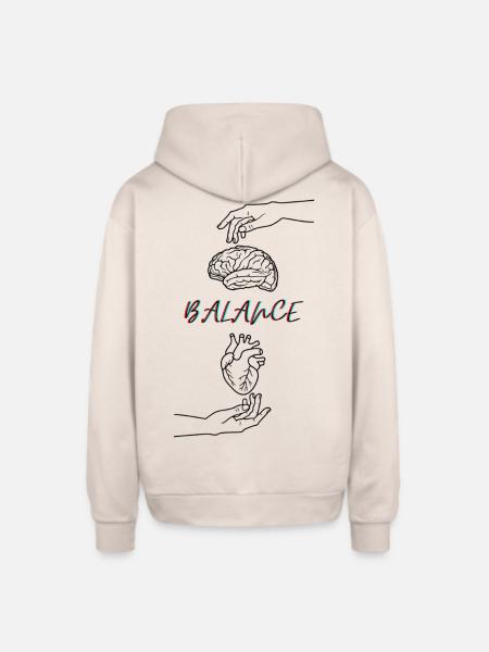 The Balance = Brain & Heart - Oversized Hooded Sweatshirt - Sand