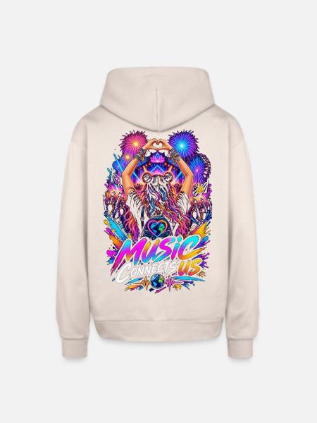 Music Connects Us - Oversized Hooded Sweatshirt - Sand