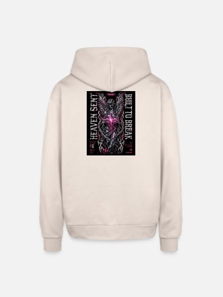 Heaven Bleed Neon Angel Wings - Oversized Hooded Sweatshirt - Sand