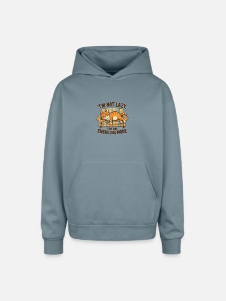 Lazy_Cat - Oversized Hooded Sweatshirt - stone blue