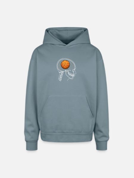 BASKETBALL BRAIN ON X-RAY DESIGN - Oversized Hooded Sweatshirt - stone blue