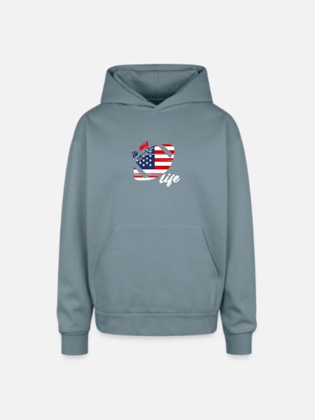Patriotic Football Life - Oversized Hooded Sweatshirt - stone blue