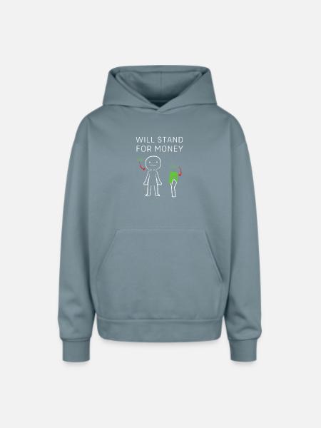 Funny Money Meme - Oversized Hooded Sweatshirt - stone blue