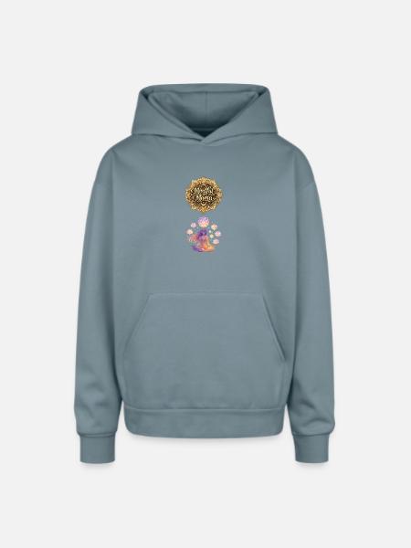 Mindful Mama Mandala - Oversized Hooded Sweatshirt - stone blue