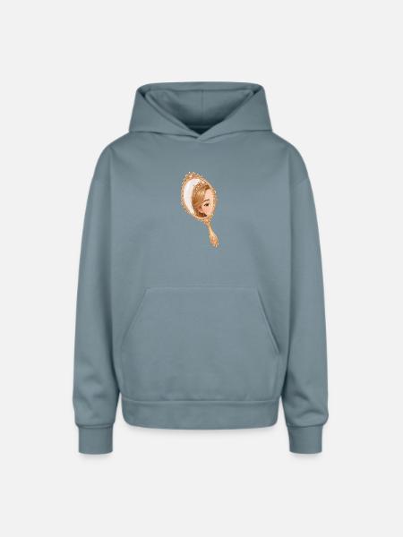 Princess hand mirror illustration - Oversized Hooded Sweatshirt - stone blue