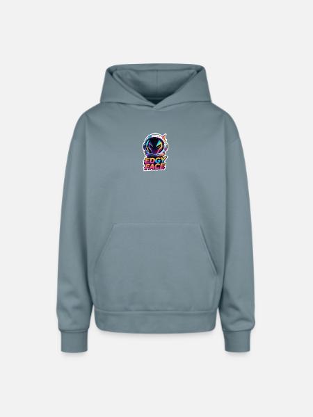 Edgy Face Spaceman - Oversized Hooded Sweatshirt - stone blue