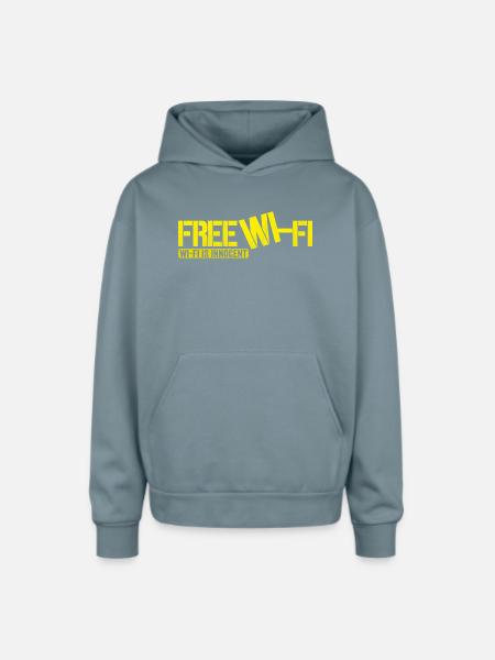 Wi-Fi is Innocent - Oversized Hooded Sweatshirt - stone blue
