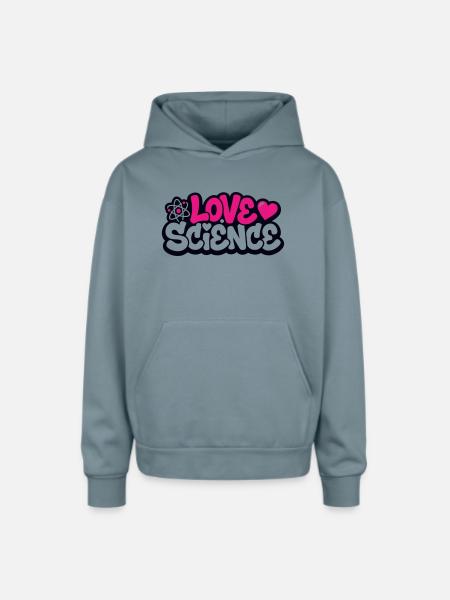 Love Science Schriftzug Logo - Oversized Hooded Sweatshirt - stone blue