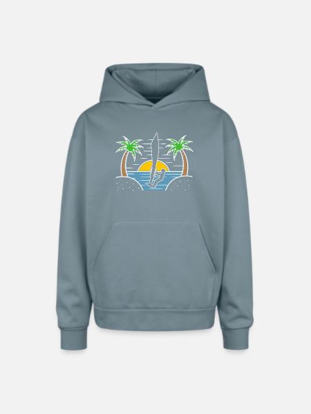Beach Water Sports Windsurfing - Oversized Hooded Sweatshirt - stone blue