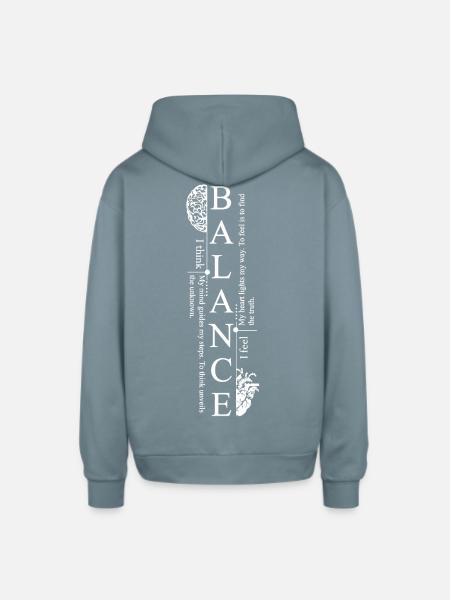 Balance Mind Graphic Tee - Oversized Hooded Sweatshirt - stone blue