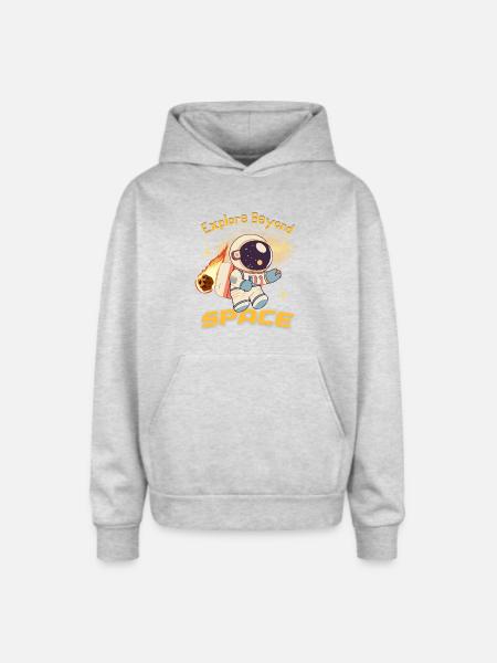 Explore the Space - Oversized Hooded Sweatshirt - heather grey