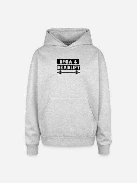 boba and deadlift - Oversized Hooded Sweatshirt - heather grey