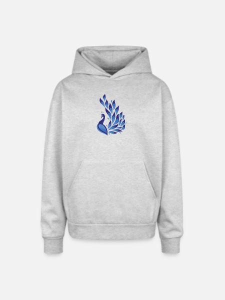 Peacock - Oversized Hooded Sweatshirt - heather grey