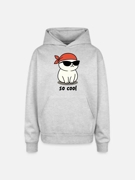 so cool cat - Oversized Hooded Sweatshirt - heather grey