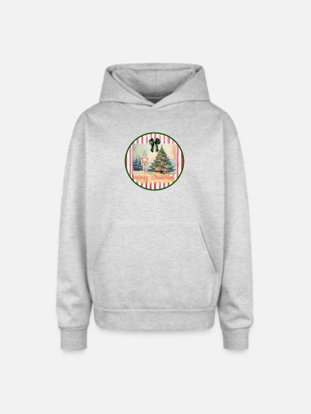 Nutcracker and Christmas Tree - Oversized Hooded Sweatshirt - heather grey