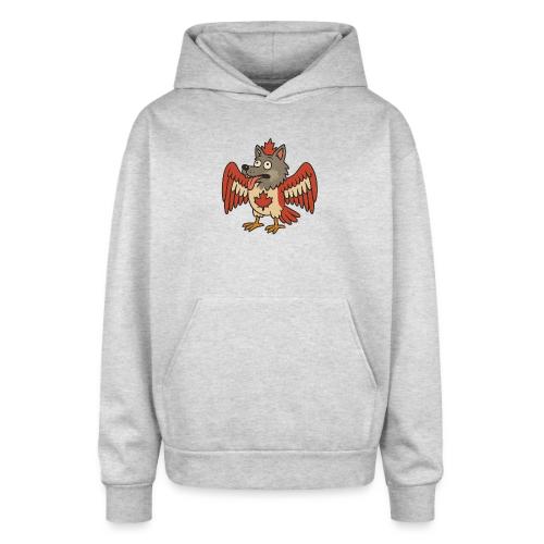 Maple-Mad Wolfbird – Quirky Canadian Creature - Oversized Hooded Sweatshirt