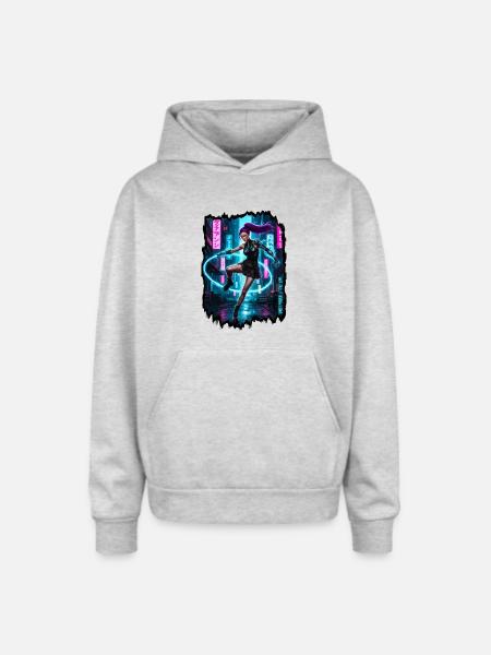 Cyberpunk Aesthetic — Phantom Protocol - Oversized Hooded Sweatshirt - heather grey