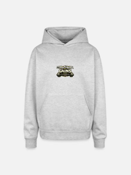 Ctrl Alt Del My Gains - Oversized Hooded Sweatshirt - heather grey