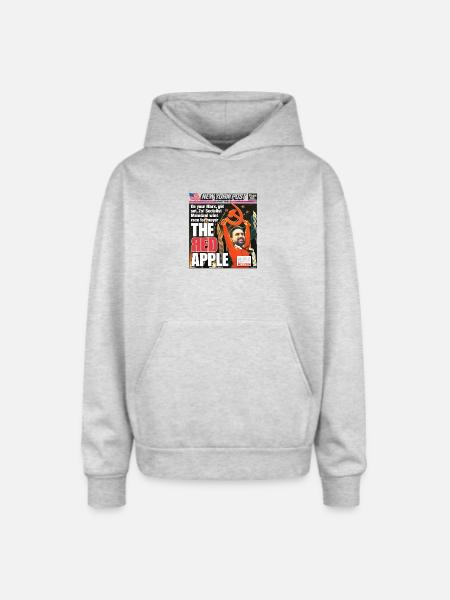 The Red Apple New York Post Zohran Mamdani  - Oversized Hooded Sweatshirt - heather grey