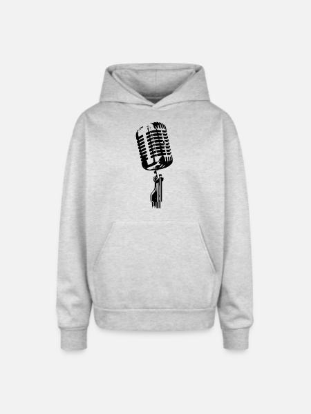 microphone - Oversized Hooded Sweatshirt - heather grey