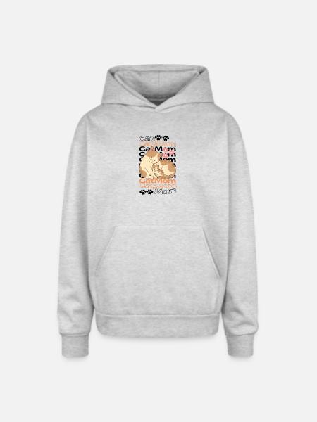 MomCat - Oversized Hooded Sweatshirt - heather grey