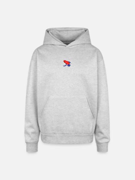 Strawberry Poison Dart Frog - Oversized Hooded Sweatshirt - heather grey